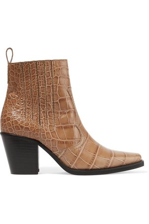 GANNI | Callie Ankle Boots aus Leder mit Krokodileffekt | NET-A-PORTER.COM