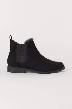 Pile-lined Chelsea Boots - Black