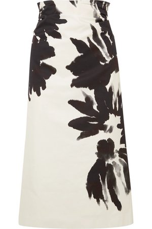 Dries Van Noten | Ruched floral-print cotton-twill midi skirt | NET-A-PORTER.COM
