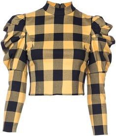 yellow black checked top