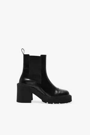 Black Leather Chunky Ankle Boots - Nostrand Lug Sole Boots | Marcella
