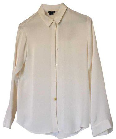 Theory Off White Button Up Blouse Button-down Top Size 4 (S) - Tradesy