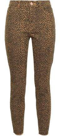 Leopard-print Mid-rise Skinny Jeans