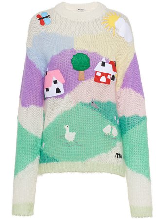 Shop white Miu Miu embellished mohair sweater with Express Delivery - Farfetch