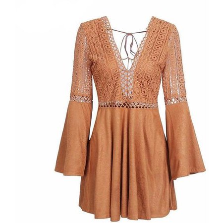 Lace Up Suede Dress