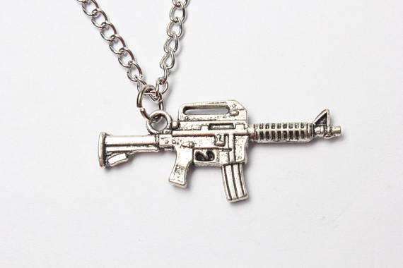 Rifle Necklace SMALL Gun Jewelry Machine Gun Pendant