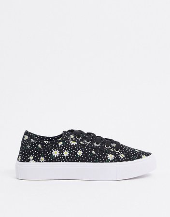 ASOS DESIGN Dizzy lace up sneakers in daisy print | ASOS