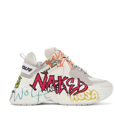 naked Wolfe white grafiti sneakers