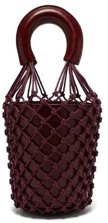 Moreau Macrame And Leather Bucket Bag - Womens - Burgundy