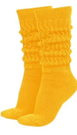 Gold scrunchie socks .