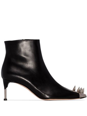 Black Alexander Mcqueen Spike-Embellished Ankle Boots | Farfetch.com