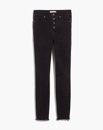 10" High-Rise Skinny Jeans in Berkeley Black: Button-Through Edition