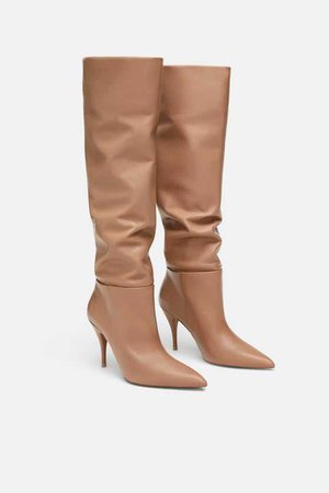 Zara Soft Leather High-Heel Boots