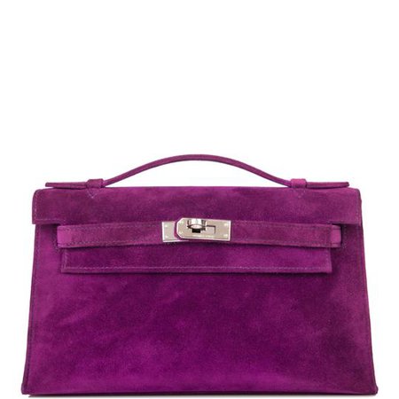 Hermès Kelly Violet Doblis Mini Pochette Purple Suede Leather Clutch - Tradesy