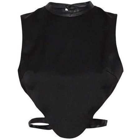 Morgan High Necked Cropped Top With Waisted Strap.