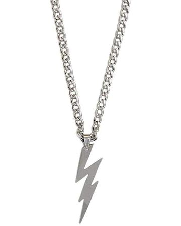 Amazon.com: Minimalist Lightning Necklace Bolt Jewelry for Unisex - Punk Silver Chain Lightning Pendant Necklace: Clothing, Shoes & Jewelry