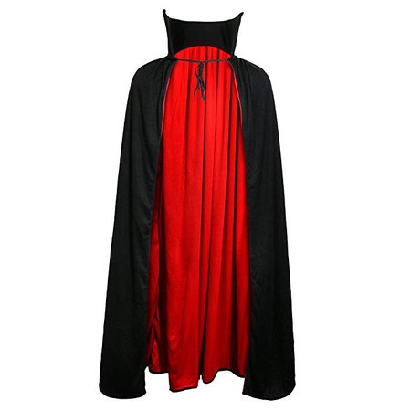 Jila Adult Devil Vampire Costume Cloak Medieval Black Red Reversible Halloween Cosplay Cape