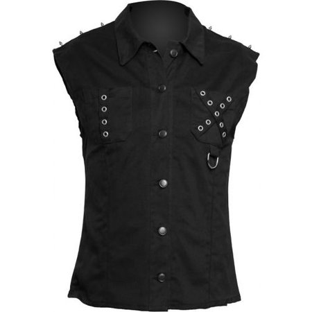 Black Pistol sleeveless punk vest denim by Aderlass