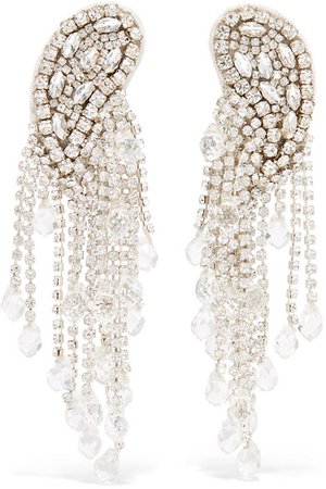 Etro | Silver-tone, crystal, glass and silk-blend satin clip earrings | NET-A-PORTER.COM