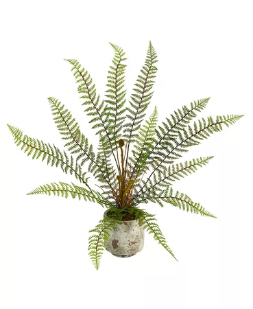 Nearly Natural 20" Fern Artificial Plant in Decorative Planter