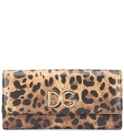 Leopard-printed leather wallet