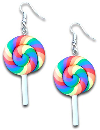 Amazon.com: Colorful Rainbow Lollipop Candy Dangle Earrings by Pashal (Rainbow): Jewelry