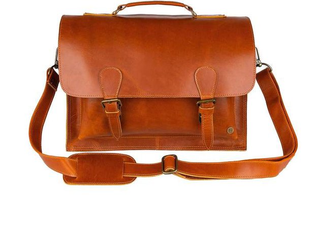 MAHI Leather - Tan Leather Messenger Satchel Bag