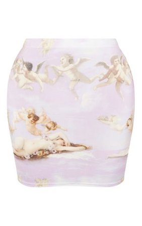Shape Lilac Renaissance Print Mini Skirt | PrettyLittleThing