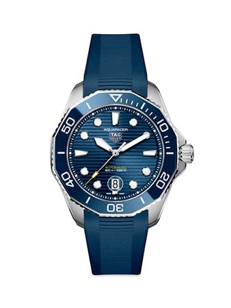 Shop TAG Heuer Aquaracer 300 Professional Blue Rubber-Strap Watch | Saks Fifth Avenue