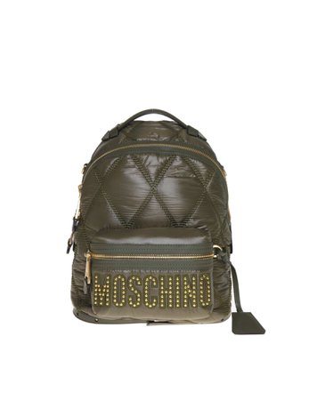 Moschino Backpack In Quilted Nylon Color Green Military