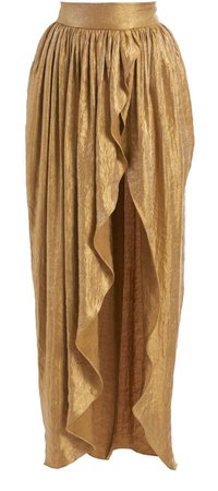 Kalmanovich Ruffled Metallic Maxi Skirt Size: 0