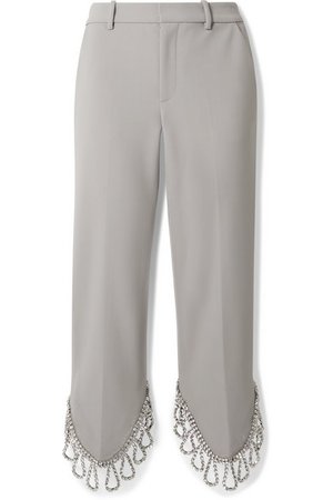 AREA | Cropped crystal-embellished woven straight-leg pants | NET-A-PORTER.COM