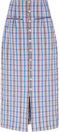 Rosie Assoulin Plaid Cotton-Blend Skirt Size: 2