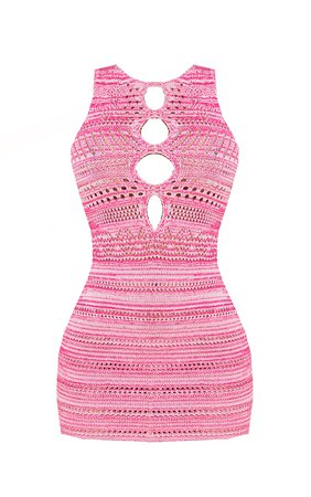 Petite Pink Crochet Cut Out Mini Dress | PrettyLittleThing USA