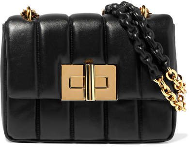 Natalia Large Quilted Leather Shoulder Bag - Black