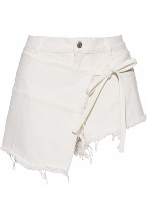 SANDY LIANG Perry wrap-effect frayed denim shorts