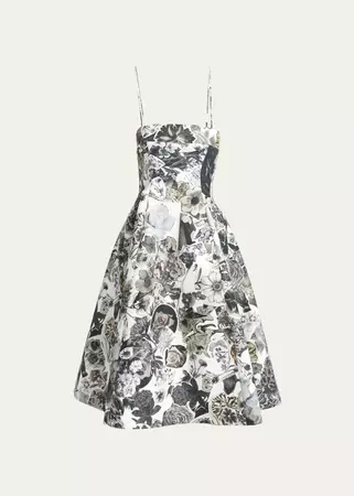 Marni Floral-Print Fit-Flare MidiDress with Bustier Top - Bergdorf Goodman