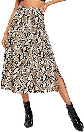 WDIRARA Women's Vintage Snake Skin Mid Waist Long Length Animal Print Skirt at Amazon Women’s Clothing store