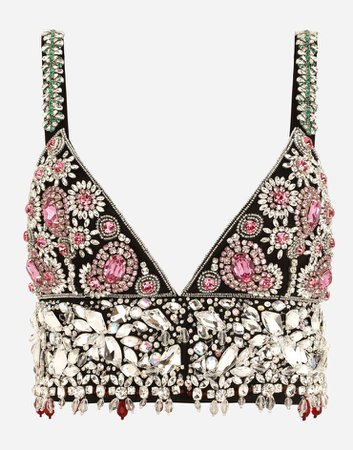 Shirts and Tops for Women | Dolce&Gabbana - Embroidered bralet