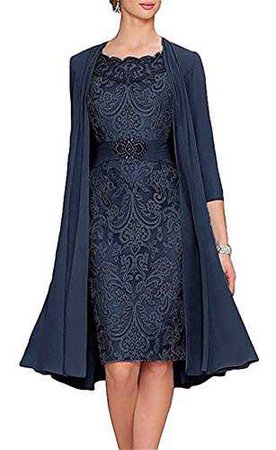 Everbeauty Formal Tea-Length Lace Mother of The Bride Dresses with Chiffon Shwal at Amazon Women’s Clothing store: