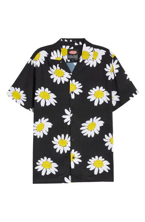 Petals and Peacocks Daisy Print Short Sleeve Button-Up Shirt | Nordstrom