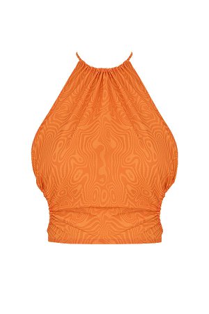 Clothing : Tops : Mistress Rocks 'Vacay Mode' Orange Halter Neck Crop Top
