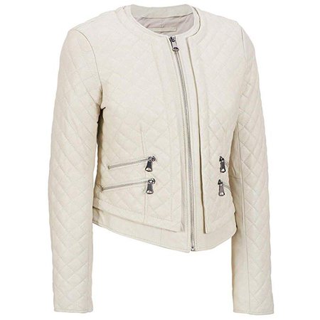 Pristine Leather Women's Real Lambskin Leather White Blazer Coat Jacket WJ-097 at Amazon Women's Coats Shop