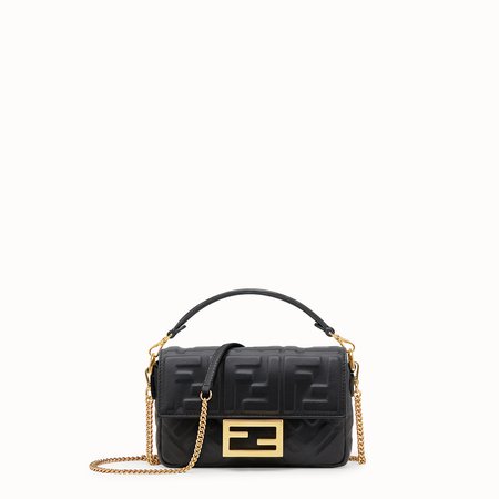 Black leather bag - MINI BAGUETTE | Fendi