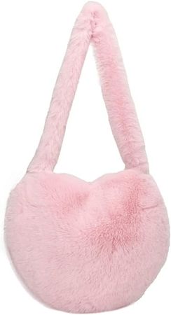 Amazon.com: Women's Handbag Fleece Heart Shape Shoulder Bag Hobo Tote Bag Faux Fur Retro Casual Clutch Cute Purse : Clothing, Shoes & Jewelry