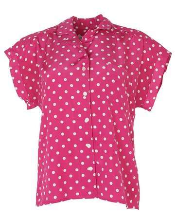 90s Short Sleeved Pink Polka Dot Blouse - S | Rokit Vintage Clothing