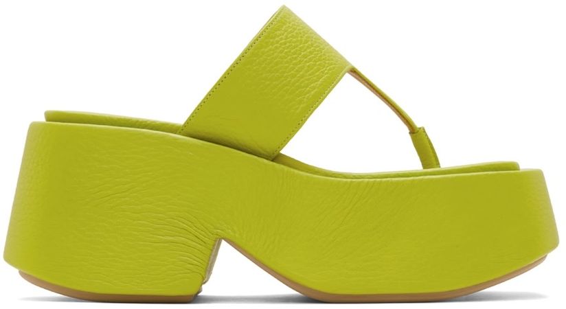 Marsèll: Green Zeppo Infradito Wedge Sandals | SSENSE