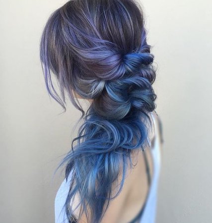 blue hair ponytail