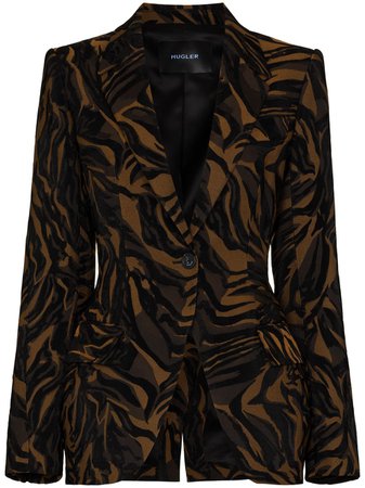 Shop brown & black Mugler tiger-print blazer with Express Delivery - Farfetch