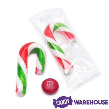 Mini Candy Canes - Red, Green, and White: 100-Piece Tub | Candy Warehouse